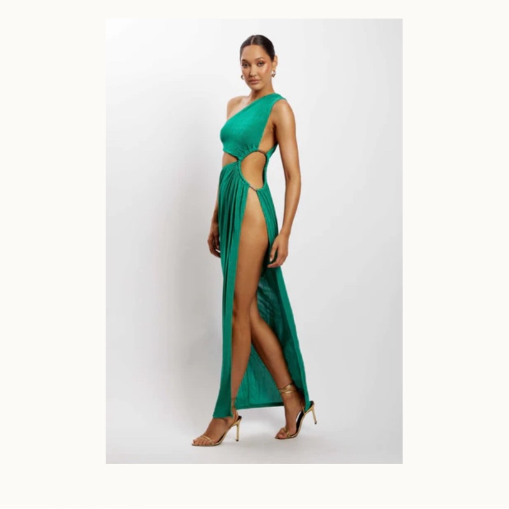 NEW Meshki ruched side cut out maxi dress